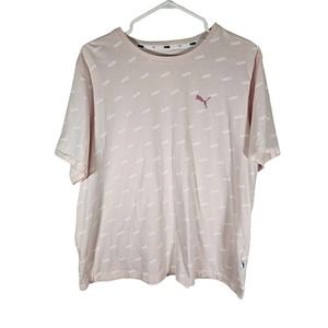 Puma Women's Ultra Boyfriend Logo Tee T-Shirt‎ Pink White Size XL